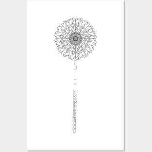 Black Flute Dandelion Posters and Art